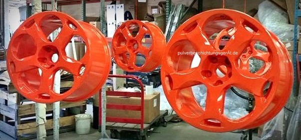 Powder coating of rims