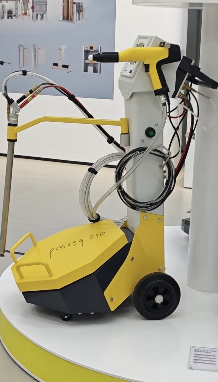 Spray gun with feed pump Powder coating spray gun system with feed pump and control module