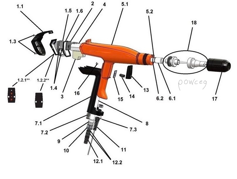 ersatzteile pulverbeschichtungspistole